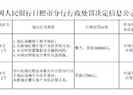 中信银行日照分行被罚54万元：因违反金融统计相关规定等四项违法行为类型