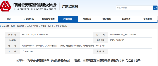 事涉鼎龙文化年报审计项目 中兴华会计师事务所及两名签字会计师被出具警示函！